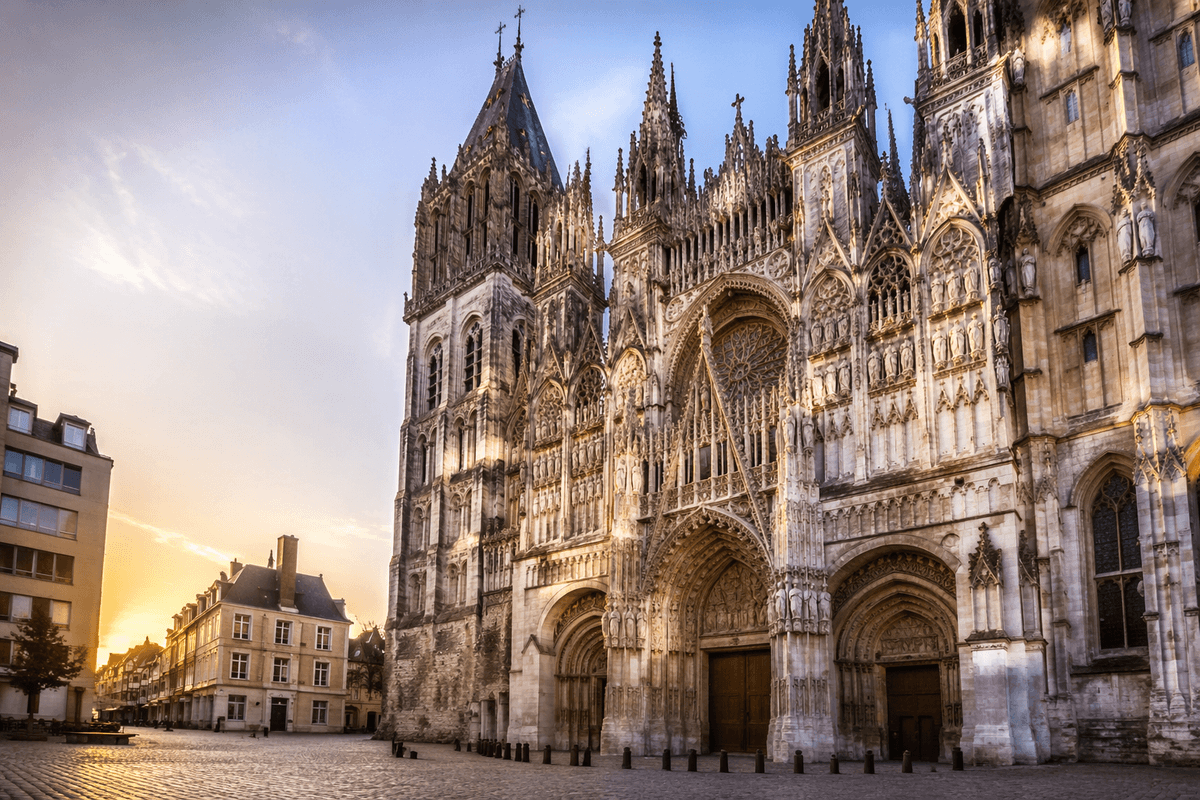 Day 1 Rouen→Honfleur; Must: cathedral; Opt: harbor dinner; Skip: shopping.